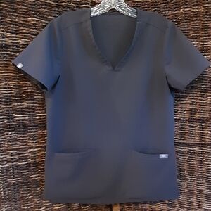 Figs Casma Three Pocket Scrub Top Women's Small Gray Doctor Nurse Dentist Work